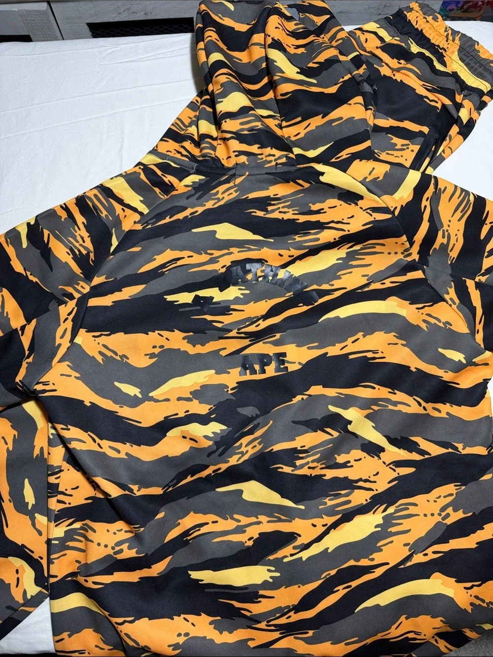 Bape? Orange and Black Tiger Stripe Zip-Up Hoodie